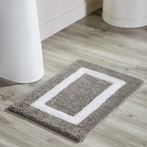 Hotel Bath Rug 100% Premium Cotton Tufted Two Tone Reversible Bathroom Rug, Soft & Water Absorbent, Machine Washable Bath Mat - 1 of 3