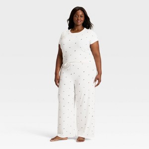 Women's Pointelle Short Sleeve Shirt and Pants Pajama Set - Auden™ - 1 of 3