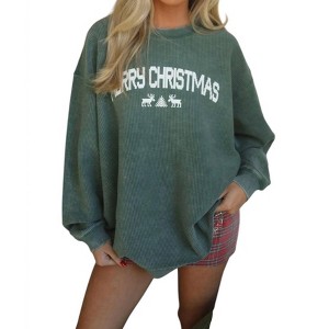 Women's Merry Christmas Corded Crew Sweatshirt - CHARLIE SOUTHERN - 1 of 4