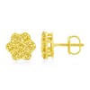 Silver Treated Colored Diamond Floral Cluster Stud Earring - 4 of 4