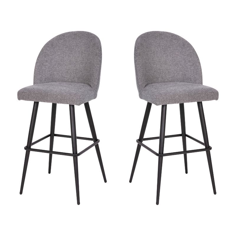Emma and Oliver Modern Upholstered Dining Stools with Contoured Backs & Powder Coated Steel Legs with Floor Glides - Set of 2, 1 of 12