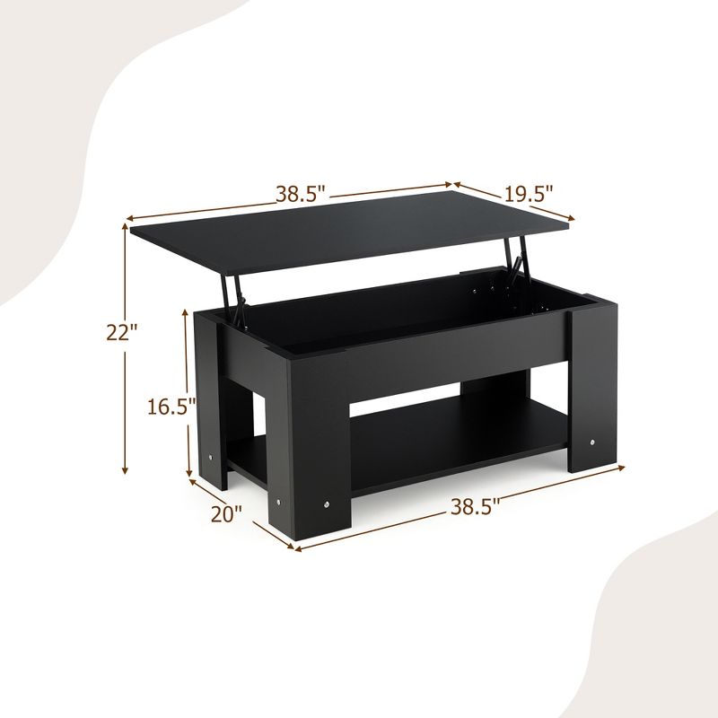 Costway Lift Top Coffee Table Modern Accent Table w/Hidden Storage Compartment & Shelf, 4 of 11