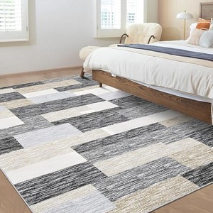 COZONY Washable Geometric Rug, Modern Patchwork Non Slip TPR Backing Low Pile Carpet for Living Room Office - 1 of 4