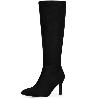 BLISSFUL STEP Classic Pointed Toe Stiletto Heel Knee High Boots for Women