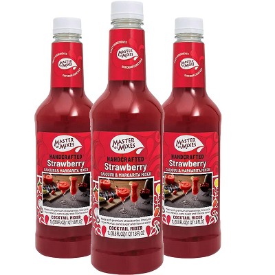 Master of Mixes Strawberry Daiquiri Drink Mix - Ready to Use – 1 Liter Bottle (33.8 Fl Oz) - Mixer Perfect for Bartenders and Mixologists