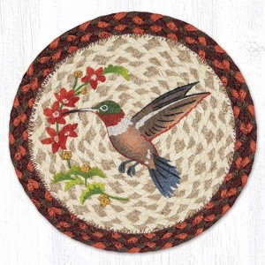 Earth Rugs Eco-Friendly Wildlife Hummingbird Trivet 10"x10" Natural Jute Fiber - 1 of 3
