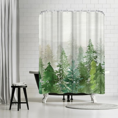 71" White winter forest Waterproof Shower Curtain liner bathroom mat set newest 