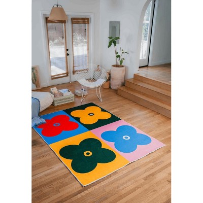 Lany Space Multicolor Four Leaf Clover Rug