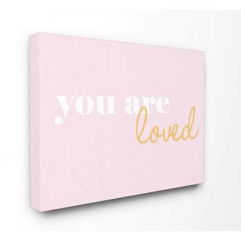 You Are Loved On Pink Background Stretched Canvas Kids' Wall Art (16"x20"x1.5) - Stupell Industries