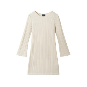 Andy & Evan  Kids  Cream Lurex Rib Bell Sleeve Dress - 1 of 2