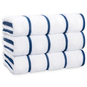 White Classic 100% Cotton Cabana Striped Oversized Beach Towels - 1 of 4