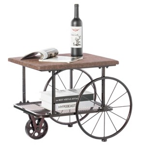 Vintiquewise Industrial Wagon Style Coffee Table Rustic End Table Magazine Holder - 1 of 4