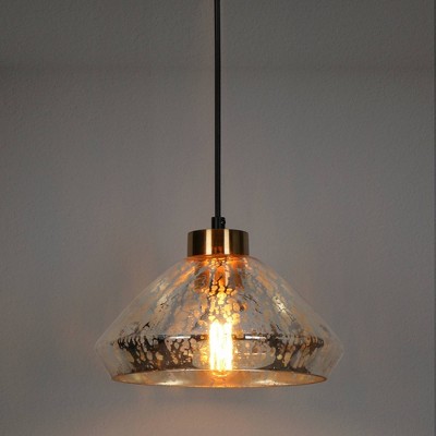 Matte Black and Gold Glass Mini Pendant Light
