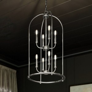 Urban Ambiance Luxury Modern Farmhouse Chandelier 33''H x 18''W,  Brushed Nickel Finish,  Armidale Collection, UHP3974 - 1 of 4