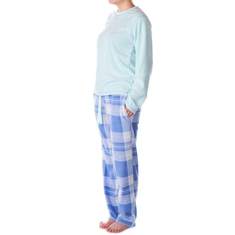 Alpine Swiss Womens Pajama Set Long Sleeve Shirt and Polar Fleece Pants Sleepwear, 3 of 10