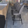 Emma and Oliver Modern Upholstered Dining Stools with Contoured Backs & Powder Coated Steel Legs with Floor Glides - Set of 2 - 4 of 4