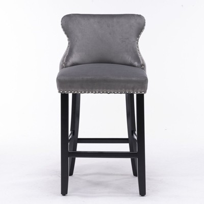 NicBex Set of 4 Bar Stools for Kitchen Island,Modern Velvet Counter Bar Stools with Wooden Legs,Bar Chairs for Dining Rooms,Kitchens Islands