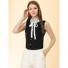 INSPIRE CHIC Women's Bow Tie Sleeveless Lace Collar Chiffon Blouse - 2 of 4