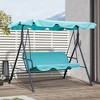 Resenkos 3-Seat Swing Set, Steel Frame, Cushioned Seats, Tilt Canopy, Perfect for Patio, Garden, Green - 3 of 4
