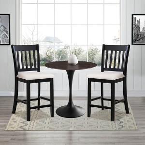 Vynxaria Black and White Rubberwood Dining Chairs Set of 2 - 1 of 4
