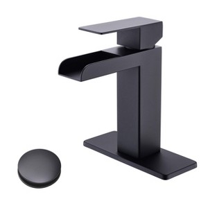 PROOX Single-Handle Single-Hole Waterfall Spout Bathroom Faucet with Deckplate and Drain Assembly - 1 of 4