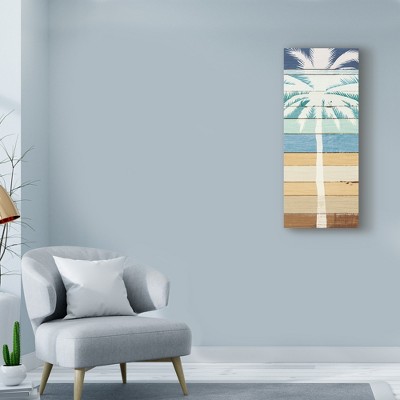 Michael Mullan Coastal Landscape Canvas Art in Blue and Beige - 20x47