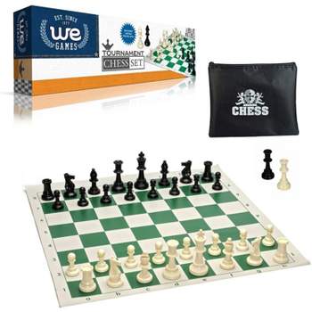 WE Games Tournament Chess Set - Heavy Weighted Chess Pieces with Roll-up Chess Board and Zipper Pouch for Chessmen