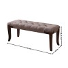 Syemin Ottomans and Benches Linon Tufted Entryway Bench, Faux Leather Vintage Bedroom Bench, Upholstered Bedroom Benches, Brown, 44"*16"*18.25" - 3 of 4