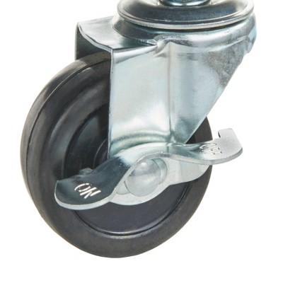 Charcoal Gray Wood Kitchen Cart with Natural Rubberwood Top