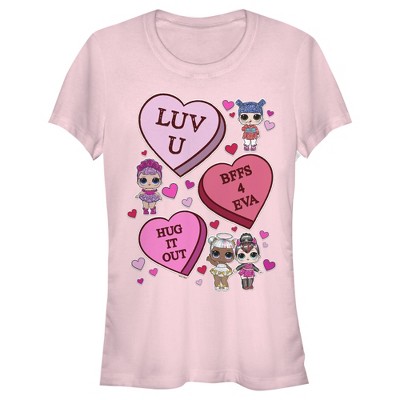 Juniors Womens L.O.L Surprise Candy Heart Love T-Shirt