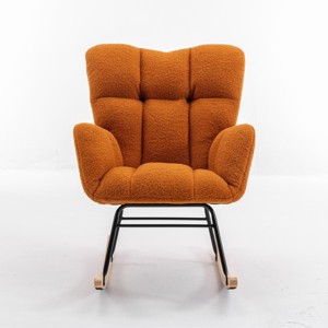 GlasFlength Accent Chairs Modern Rocking Chair Armchair Lazy Chair Sofa Chair Reading Chair for Living Room, Orange, 31.5"*27.6"*37.4" - 1 of 4