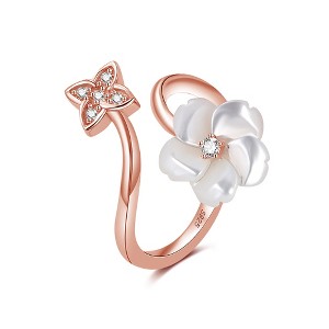 Forget Me Not Flower Adjustable Ring for Women Rose Gold Plated Sterling Silver Ginger Lyne - 1 of 4