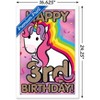 Trends International Ellie Ripberger Unicorn - Happy 3rd Birthday Framed Wall Poster Prints - 3 of 4