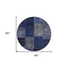 Navy Blue And Denim Blue Patchwork Washable Indoor Outdoor Area Rug - 3 of 4