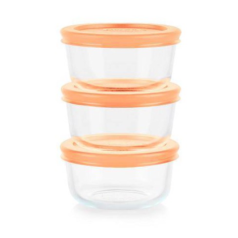 Pyrex 2 Cup 6pc Round Glass Food Storage Value Pack Red