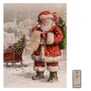 Lumabase Battery Operated Lighted Wall Art with Remote Control Santa - 1 of 4