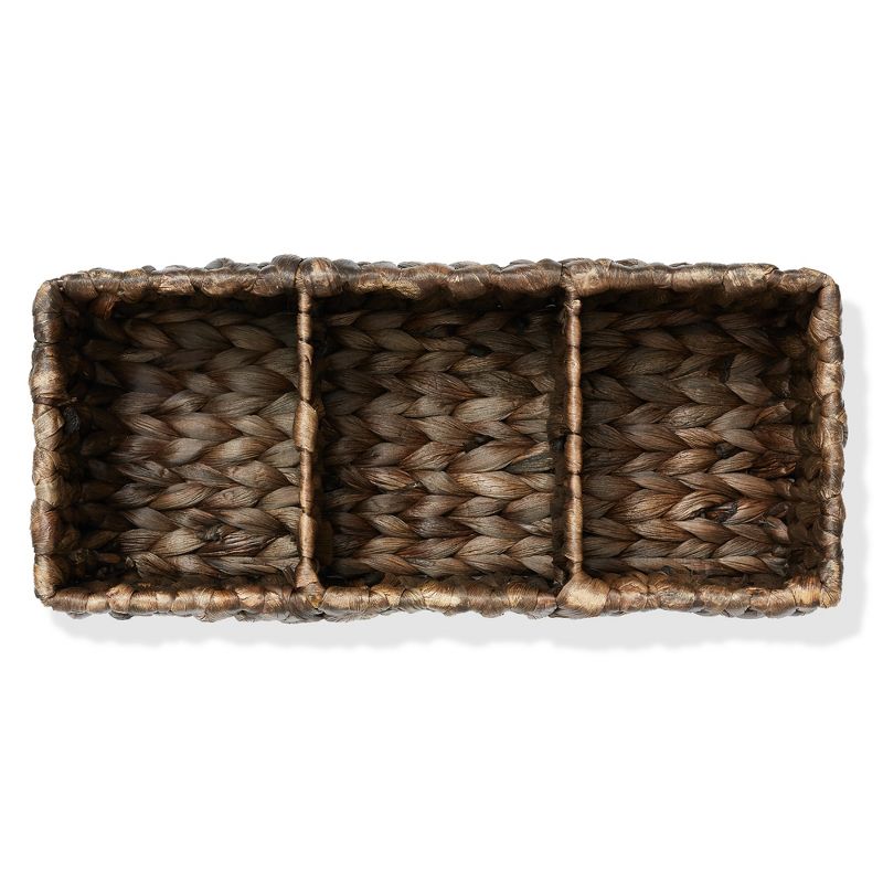 Casafield Set of 2 Water Hyacinth Storage Baskets, Espresso - Divided Woven Organizer Bins for Bathroom, Laundry, Pantry, Office, Shelves, 4 of 7