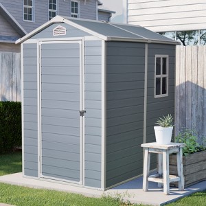ORRD 4x6 FT Resin Outdoor Storage Shed, Weatherproof Garden Shed for Patio Furniture & Tools, Gray - 1 of 4