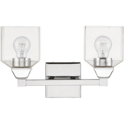 Polished Chrome 2-Light Vanity Sconce with Clear Glass Shades