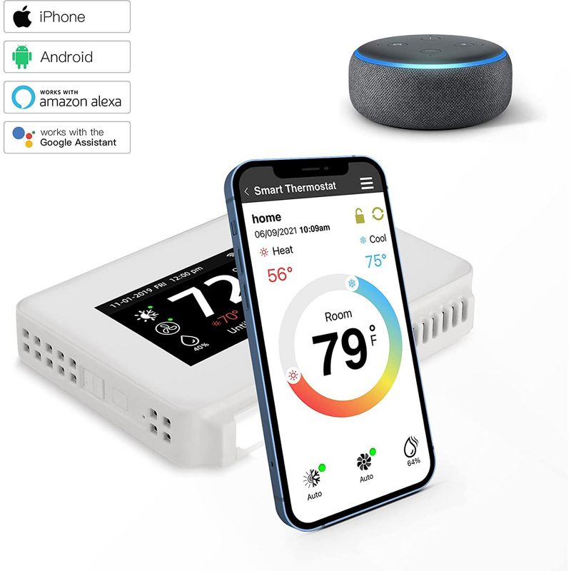 Vine TJ-225B Wi Fi 7 Day and 8 Period Programmable New Generation Smart Home Thermostat, Compatible with Google Assistant, and Vine App, 2 of 7