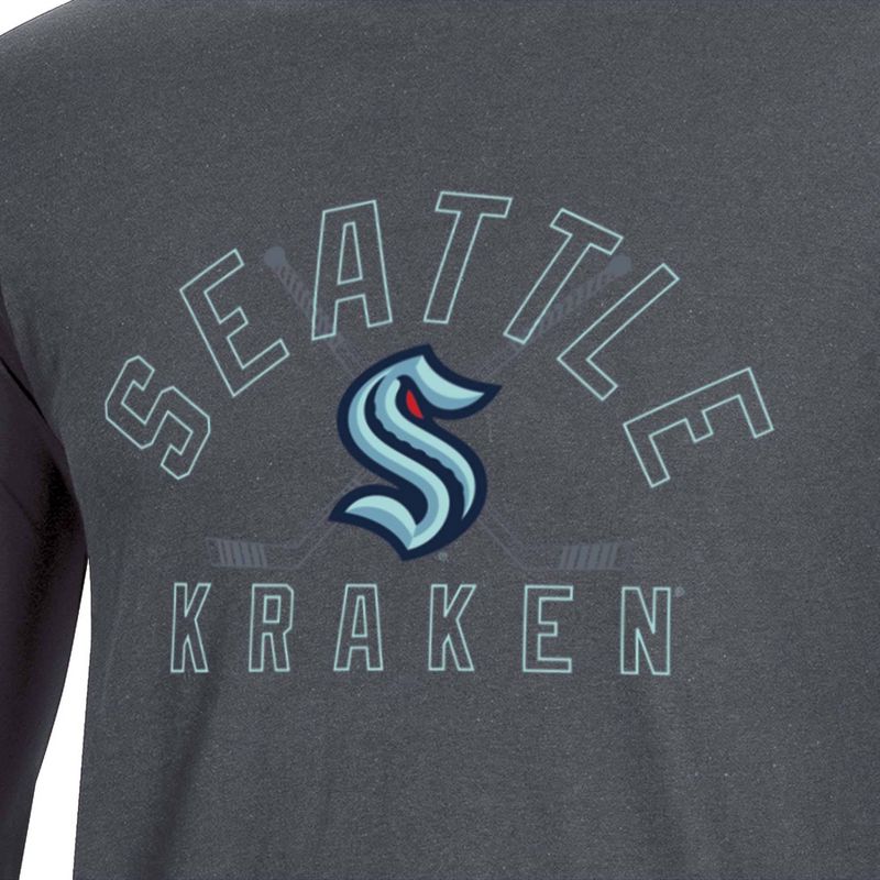 NHL Seattle Kraken Men&#39;s Charcoal Long Sleeve T-Shirt, 3 of 4