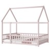 Grungis Full Size Floor Bed for Kids,Modern Wooden Toddler Bed with Safety Guardrails and Roof Frame,Montessori Bed for Bedroom - 4 of 4