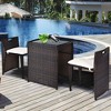 Costway 3PCS Outdoor Patio Rattan Furniture Set Space Saving Garden Deck W/Cushion No Assembly - 4 of 4