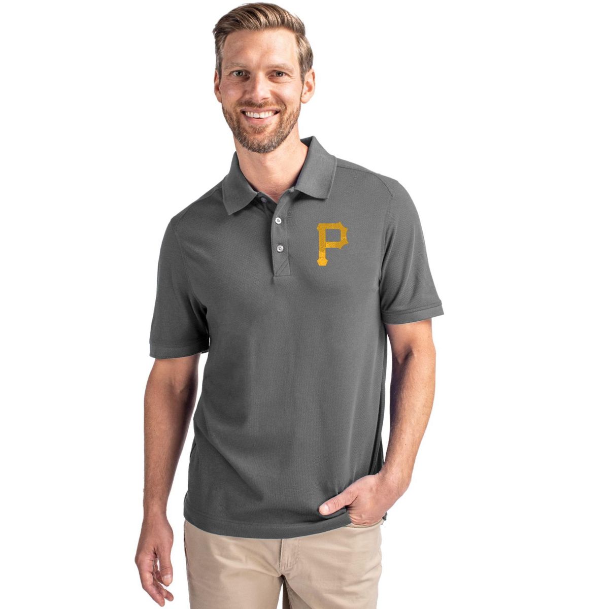 Pittsburgh Pirates Cutter & Buck Advantage Eco Tri-Blend Pique Mens Polo - thumbnail 2