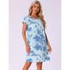 INSPIRE CHIC Women's Short Sleeve Round Neck Printed Nightgown Nightshirt - 2 of 4
