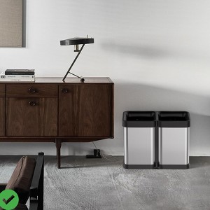 2x5.3 Gal (2x20L) Dual Compartment Open Top Trash Can Stainless Steel Recycling & Waste Bin - 1 of 4