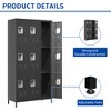 VYNXARIA 9-Door 72"H Metal Lockers with Lock for Employees, Storage Cabinet for School, Office, Gym, Bedroom - Black, Assembly Required - 3 of 4