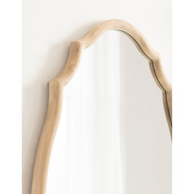 Natural Wood Scalloped Oval Wall Mirror 24x36