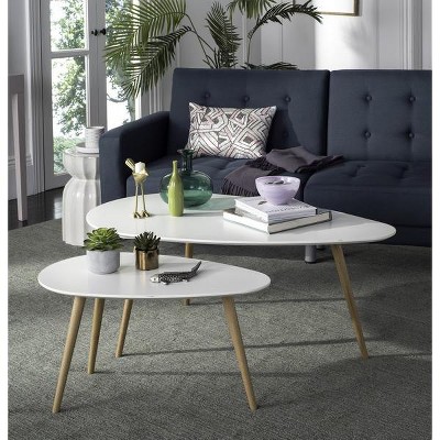 White and Natural Oak Split Coffee Table Set