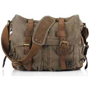 Generic Military Leather Canvas Laptop Bag Messenger Bags Medium - 1 of 4